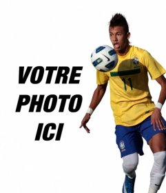 Photomontage où vous pouvez ajouter une photo à côté de Neymar Junior avec le Brésil t-shirt