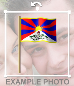 Drapeau tibétain sur le poteau que vous pouvez coller dans vos photos comme autocollant