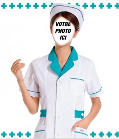Photomontage pour devenir une infirmière en uniforme classique