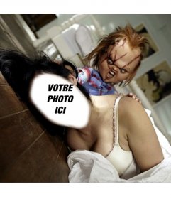 Photomontage avec une scène du film Chucky où vous pouvez être la victime 