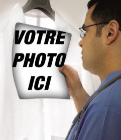 Photomontage dans lequel un médecin examine une radiographie dans laquelle vous pouvez mettre votre photo