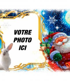 Cadre photo avec le Père Noël et son traîneau à personnaliser avec votre photo