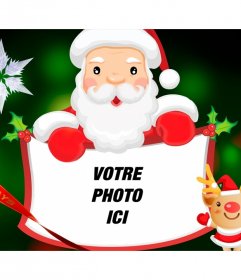 Photomontage avec le Père Noël pour mettre votre photo avec texte Joyeuses Fêtes
