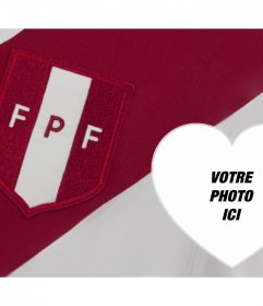 montage en ligne bouclier et maillot de football du Pérou pour votre photo
