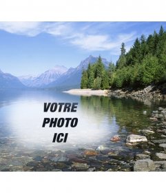 Photomontage de mettre une photo dans leau dun lac ou dune rivière à côté dune