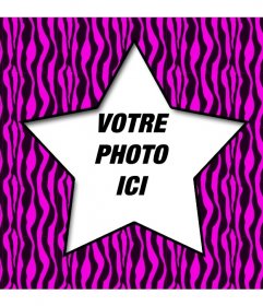 Picture Frame et rose et noir zèbre fond en forme détoile