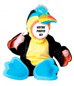 Photomontage dans lequel vous habiller votre bébé avec un costume toucan coloré avec en ligne