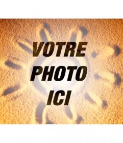 Photomontage de superposer une photo de sable avec un soleil dété sur la photo que vous voulez et ajouter un peu de texte