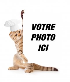Photomontage avec un chat habillé en chef de la tenue de votre image