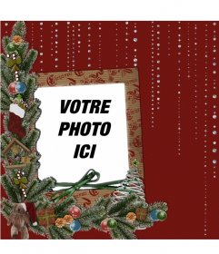 Carte de Noël et des détails brillants pour mettre votre photo