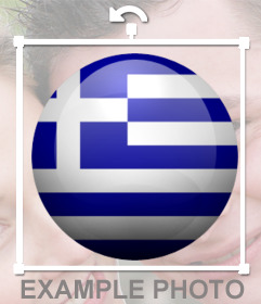Autocollant rond avec les couleurs du drapeau de la Grèce de Photomontage pour