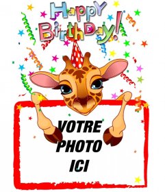Personnalisable carte de voeux avec un anniversaire de girafe