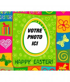 Colorful carte postale de vacances de Pâques avec votre photo