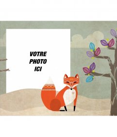 Cadre photo avec une photo dun arbre et un renard