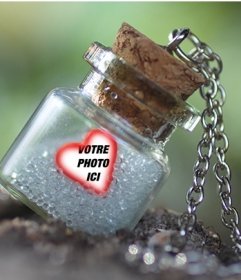 Effet de mettre votre photo à lintérieur dune bouteille dans un cadre en forme de coeur