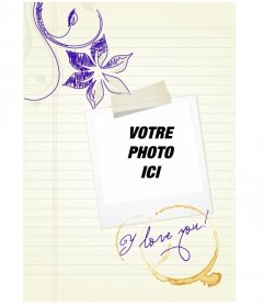 Cadre photo pour mettre la photo de vous ou de votre amour polaroid type sur feuilles à dessin
