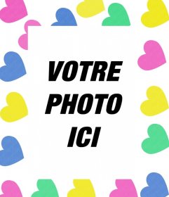 Cadre des coeurs colorés où vous pouvez mettre votre photo en ligne