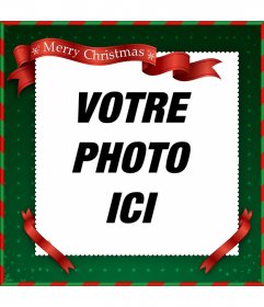 Cadre photo de Noël avec une bande de Joyeux Noël. 