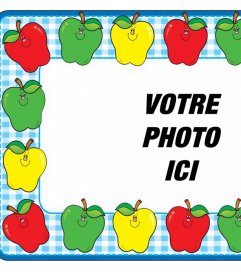 Ligne cadre photo avec des pommes colorées pour décorer vos photos gratuitement photomontages en ligne