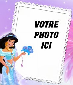 Cadre pour modifier avec votre photo et dêtre avec la princesse Jasmine de Aladin de la Modifier cet effet photo en ligne dun cadre avec votre photo préférée avec Disney Princesse Jasmine et décorer vos images avec ce cadre violet que vous pouvez faire sans coût et très facile