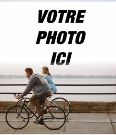 Photomontage sur une balade à vélo pour placer votre photo à lhorizon