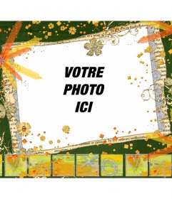 Cadre hippie avec des couleurs et des fleurs pour votre photo