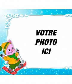 Personalized cadre photo avec un ski de porc, en particulier pour les enfants