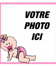 Cadre rose décoratif avec un bébé où vous pouvez ajouter votre photo