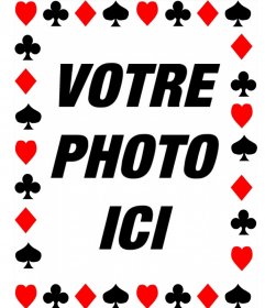 Cadre photo avec des symboles de cartes de poker