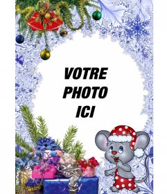 Enfants carte postale de Noël de mettre votre photo à côté dune souris de Noël. 