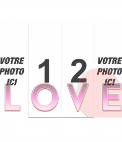 Cadre pour faire vos photomontages avec 4 photos derrière le mot "amour"