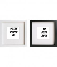 Créer un collage en ligne avec 2 cadres photo en noir et blanc carrés pour mettre vos images et ajouter du texte