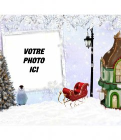 Photomontage de Noël avec un cadre photo pour mettre votre image. 