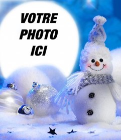 Cadre de Noël avec un bonhomme de neige pour vos photos