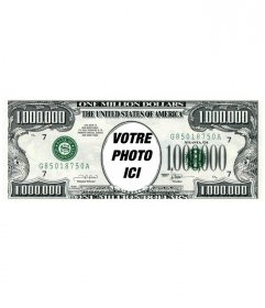 Montage photo où vous mettez votre photo dans un projet de loi d'un million de