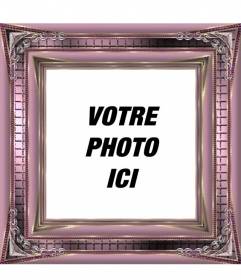 Cadre photo numérique rose avec ornements brillants métalliques pour décorer vos photos en ligne
