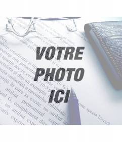Filtre photo d"une image avec du texte, des stylos, des lunettes et porte-monnaie à superposer sur vos photos
