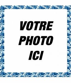 Cadre photo avec des motifs en forme de carré de mosaïque bleue