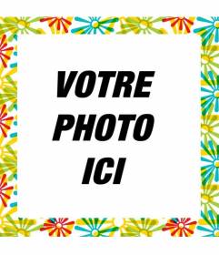 Cadre carré avec des fleurs colorées dans des images en mosaïque facilement