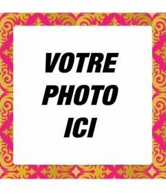 Cadre photo motif carré de type mosaïque fond d'écran rose et or peint style