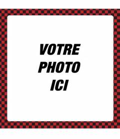 Cadre photo carré rouge et noir avec motifs carrés de style rétro des années 70