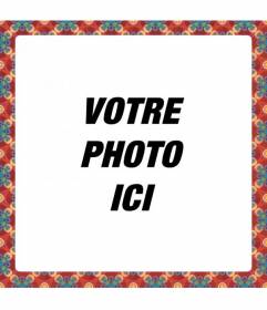 Cadre photo carré avec des couleurs texturées sur un style rétro fond rouge pour