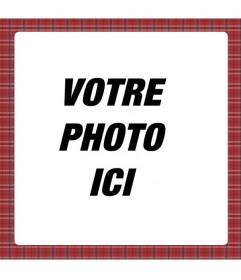 Cadre photo carré avec motif à carreaux rouges et tissu écossais