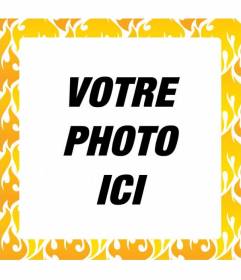 Cadre photo carré de mosaïque feu jaune et orange