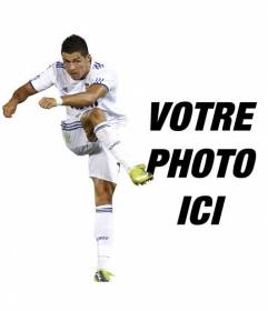 Photomontage avec Cristiano Ronaldo du Real Madrid Football formation uniforme blanc