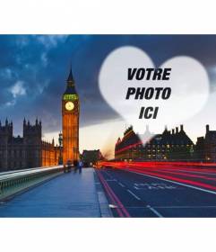 Amour photomontage à Londres avec le Big Ben dans le fond et un cœur semi placer la photo que vous souhaitez