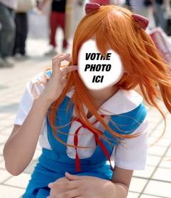 Photomontage dune fille de cosplay habillé comme dessins manga 
