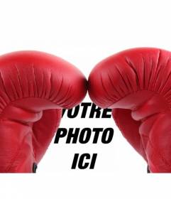 Photomontage avec une paire de gants de boxe rouges pour mettre votre photo en arrière-plan, comme si vous êtes un boxeur