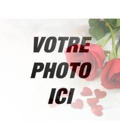 Photomontage de l'amour avec les roses rouges et les coeurs de superposer sur