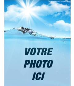 Collage avec une photo de l"eau et du ciel pour mettre votre photo et personnaliser avec votre texte en ligne